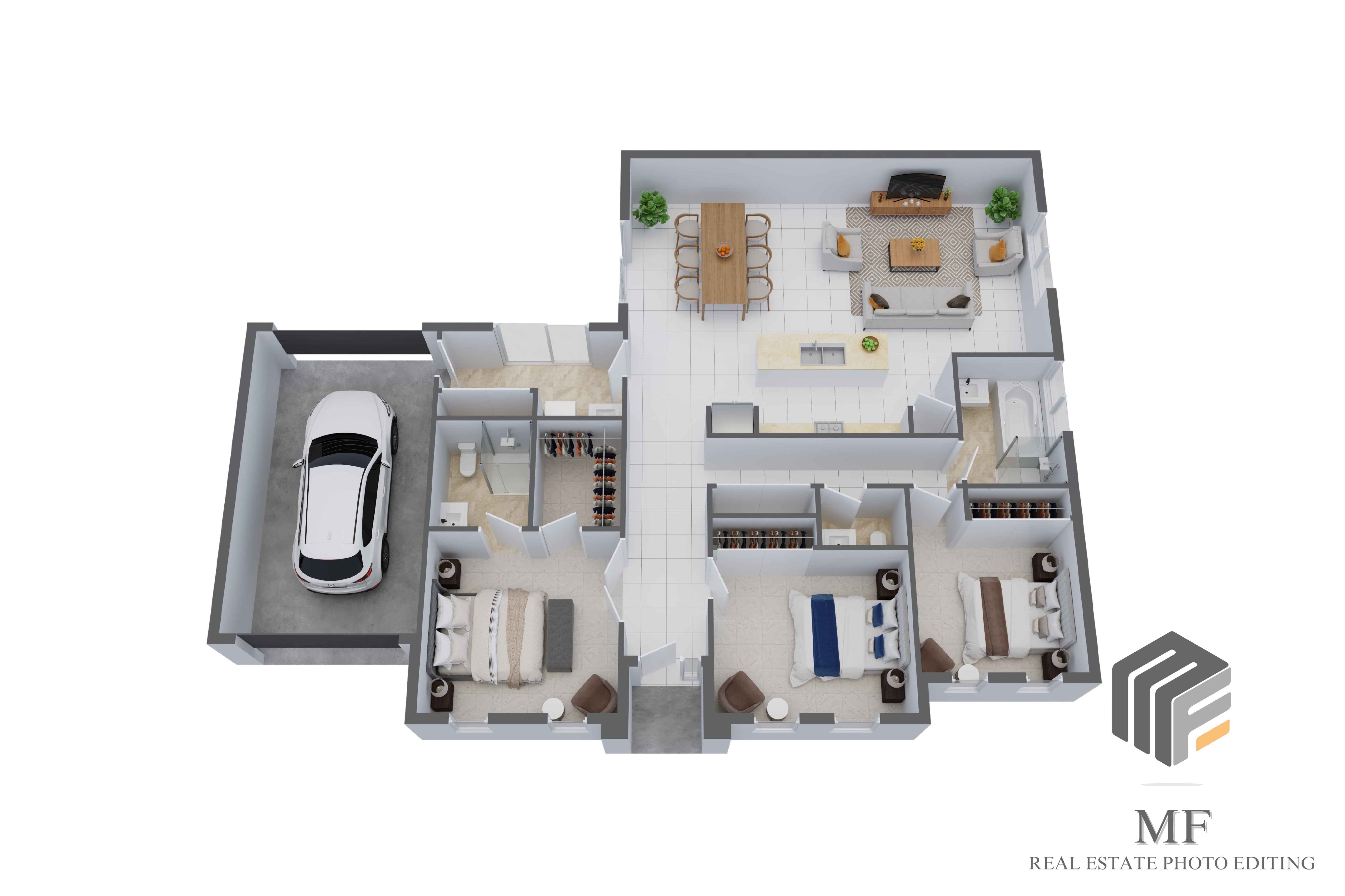 3D FULL COLOR FLOOR PLAN